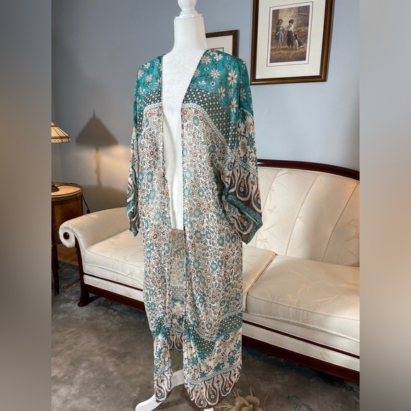 Semi Sheer Bohemian Long Chiffon Duster - Picture 9 of 16